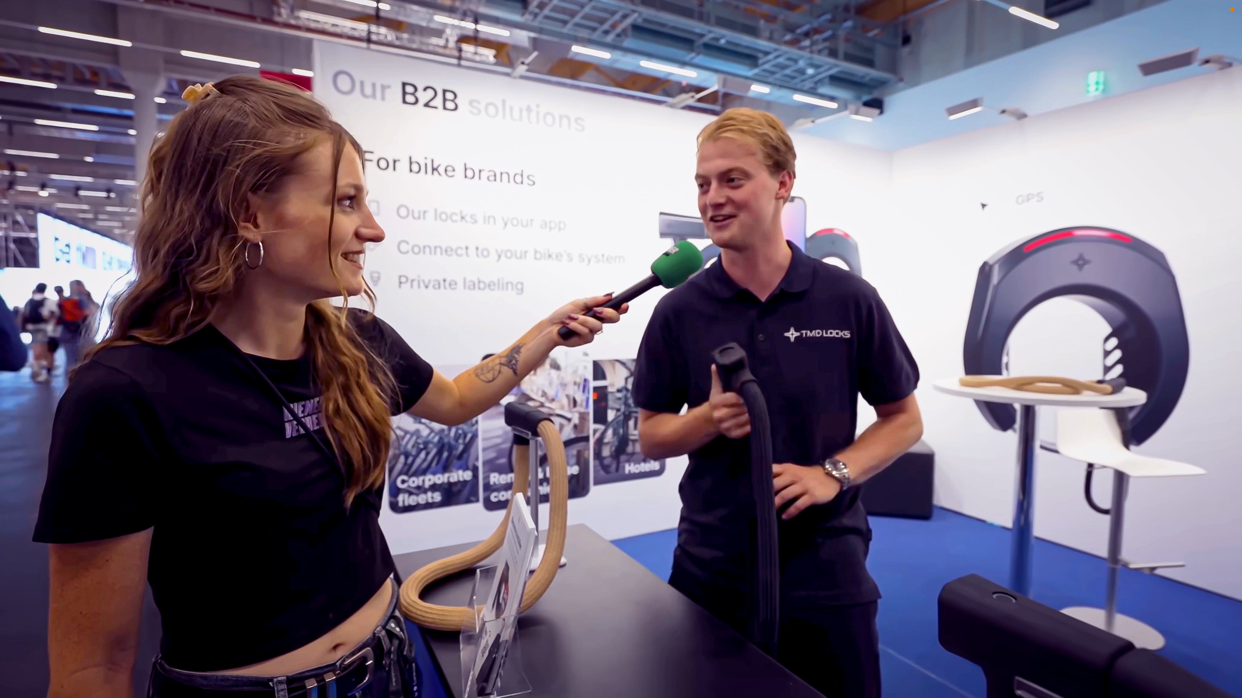 TMD Locks giving a demonstration of the TMD Chain Lock during the Eurobike 2025 event.